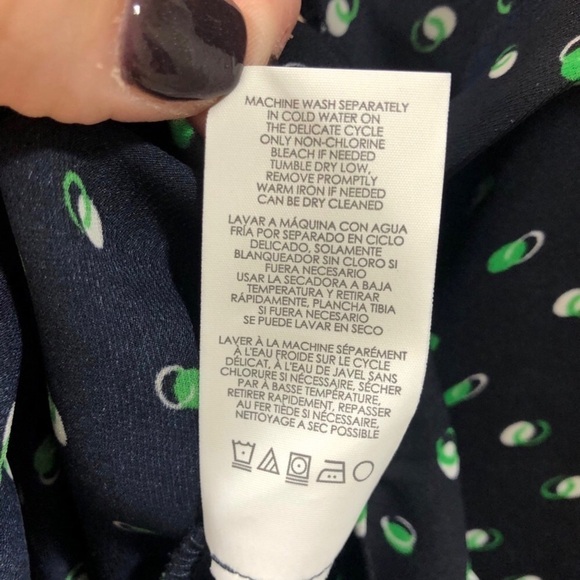 CAbi Martini Top Blouse Style #5019 Size Small Blue Green Button Front Polka Dot - Picture 10 of 10